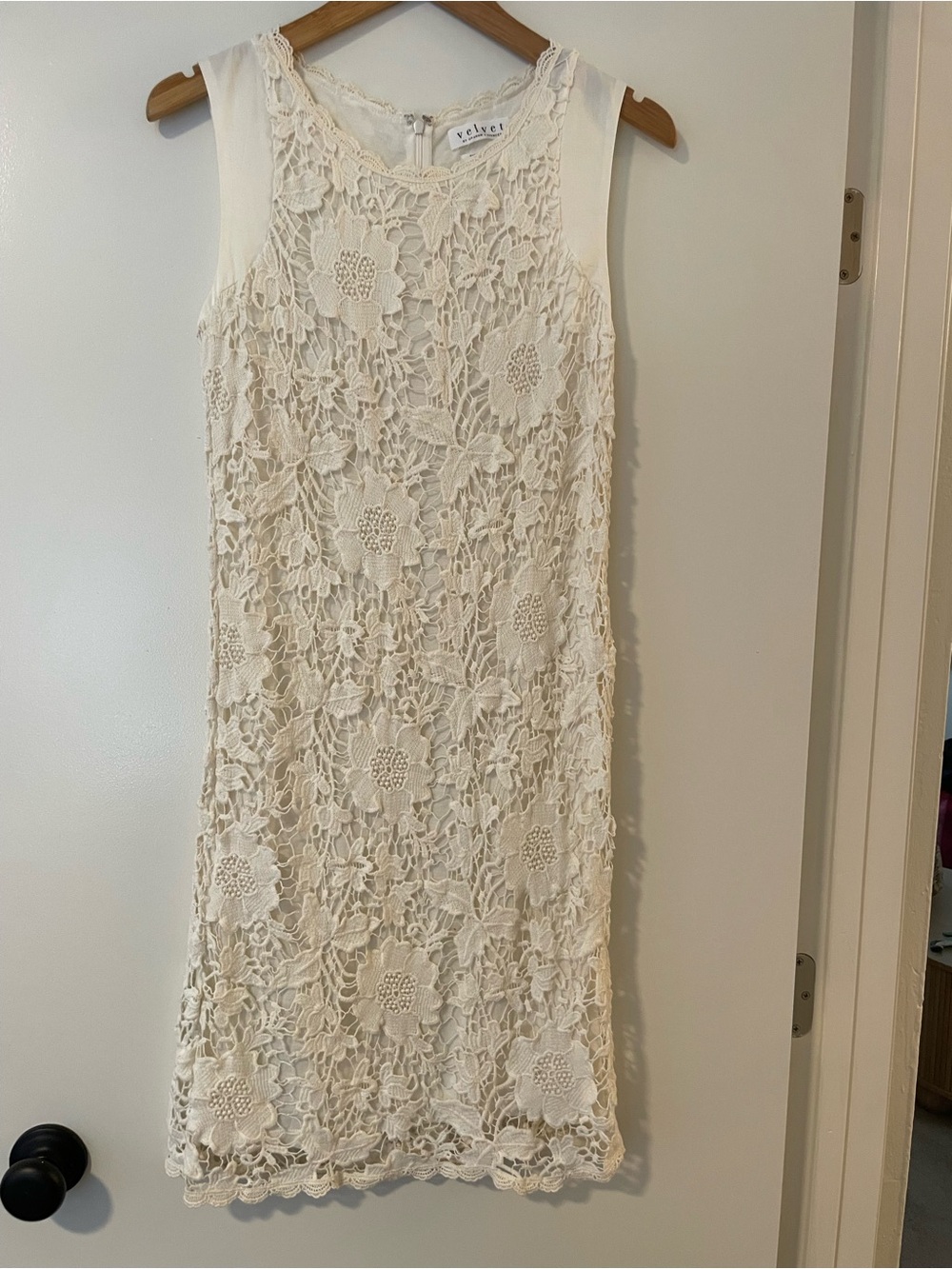 Velvet by Graham & Spencer Ivory Floral Lace Midi Dress